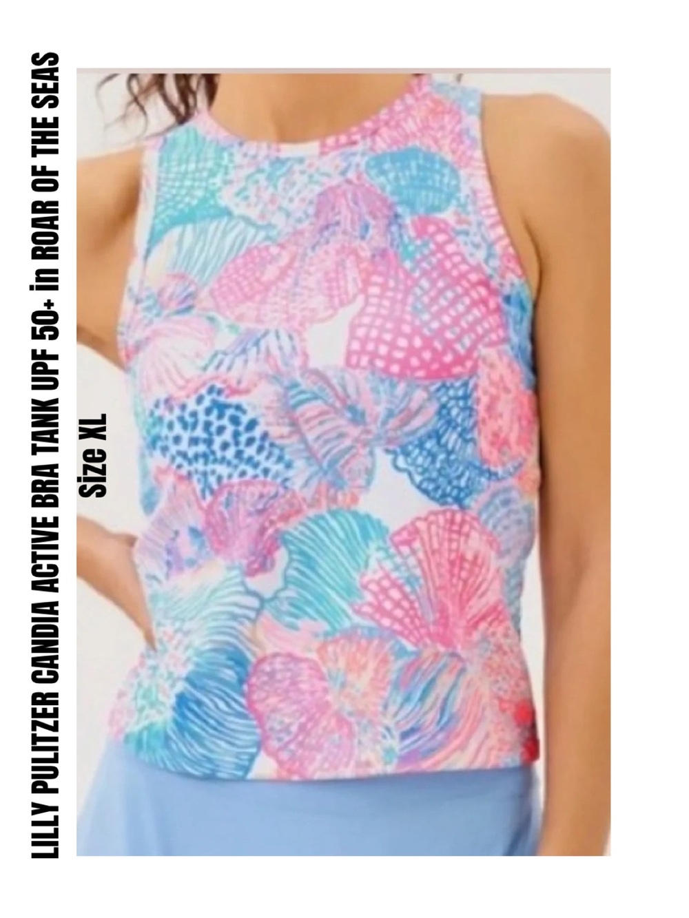 LILLY PULITZER CANDIA ACTIVE BRA TANK UPF 50+ in ROAR OF THE SEAS Size XL